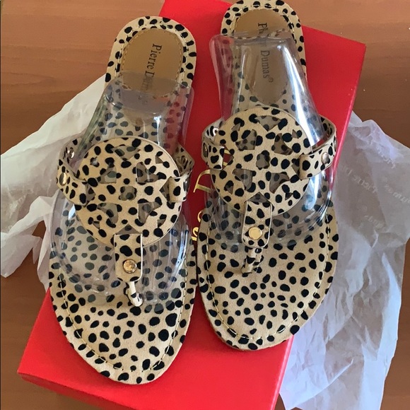 Shoes - Spotted leopard medallion sandals